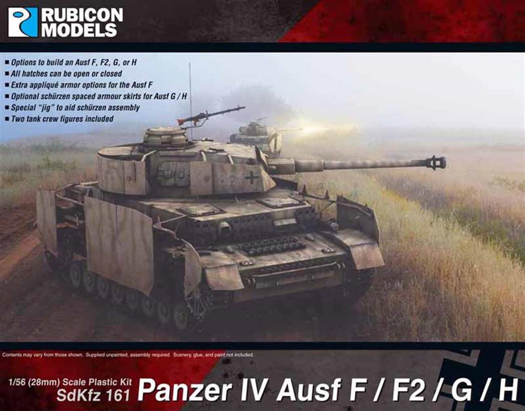 Rubicon Models 1/56 28mm 280077 German Panzer IV Ausf F/F1/G/H Tank Plastic Model Kit