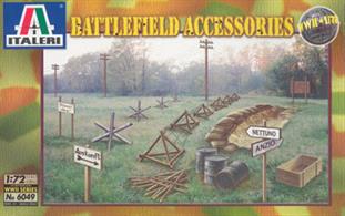 Italeri 1/72 WW2 Battlefield Accessories 6049Set contains oil drums, tank barricades and packing cases which have been accurately sculpted. Ideal for both the Modeller and Wargame Player.Glue and paints are required 