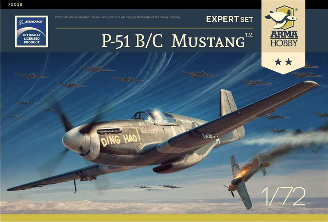 Arma Hobby 1/72 70038 P-51 B/C Mustang USAF WW2 Fighter Plastic Kit Expert Set