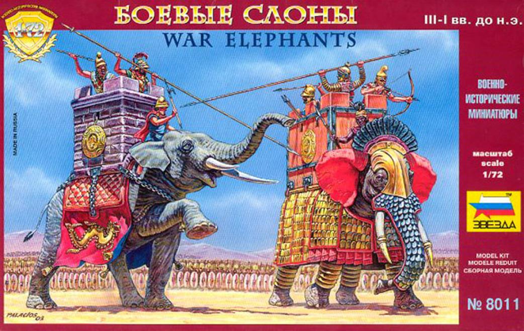 Zvezda 1/72 8011 War Elephants Plastic Figure Set