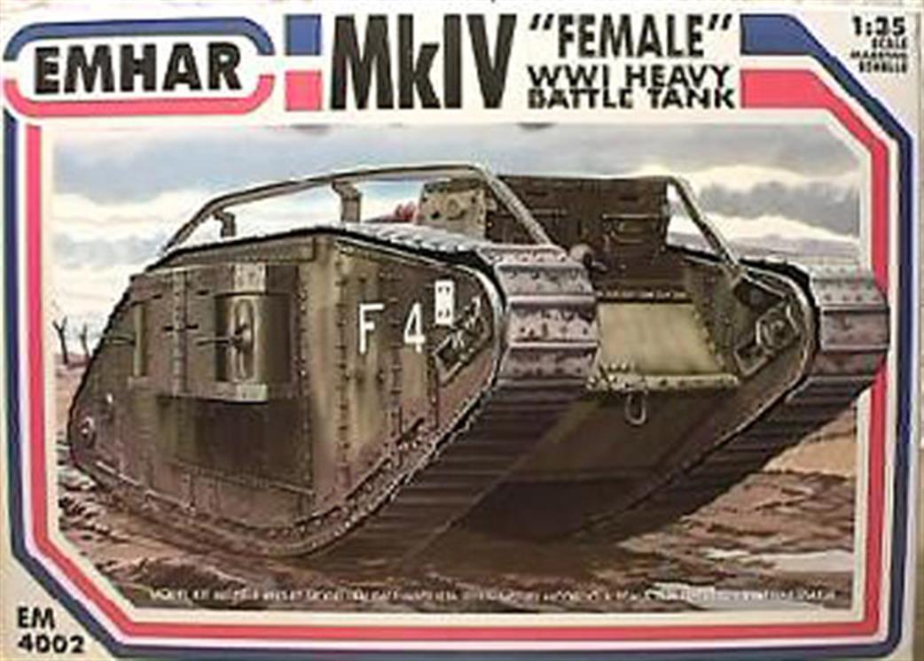Emhar 1/35 EM4002 MKIV Female WW1 Battle Tank Plastic kit