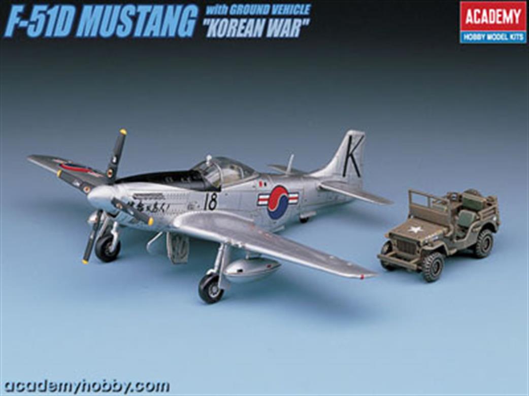 Academy 1/72 12496 F-51D Mustang Korean War Fighter with Jeep