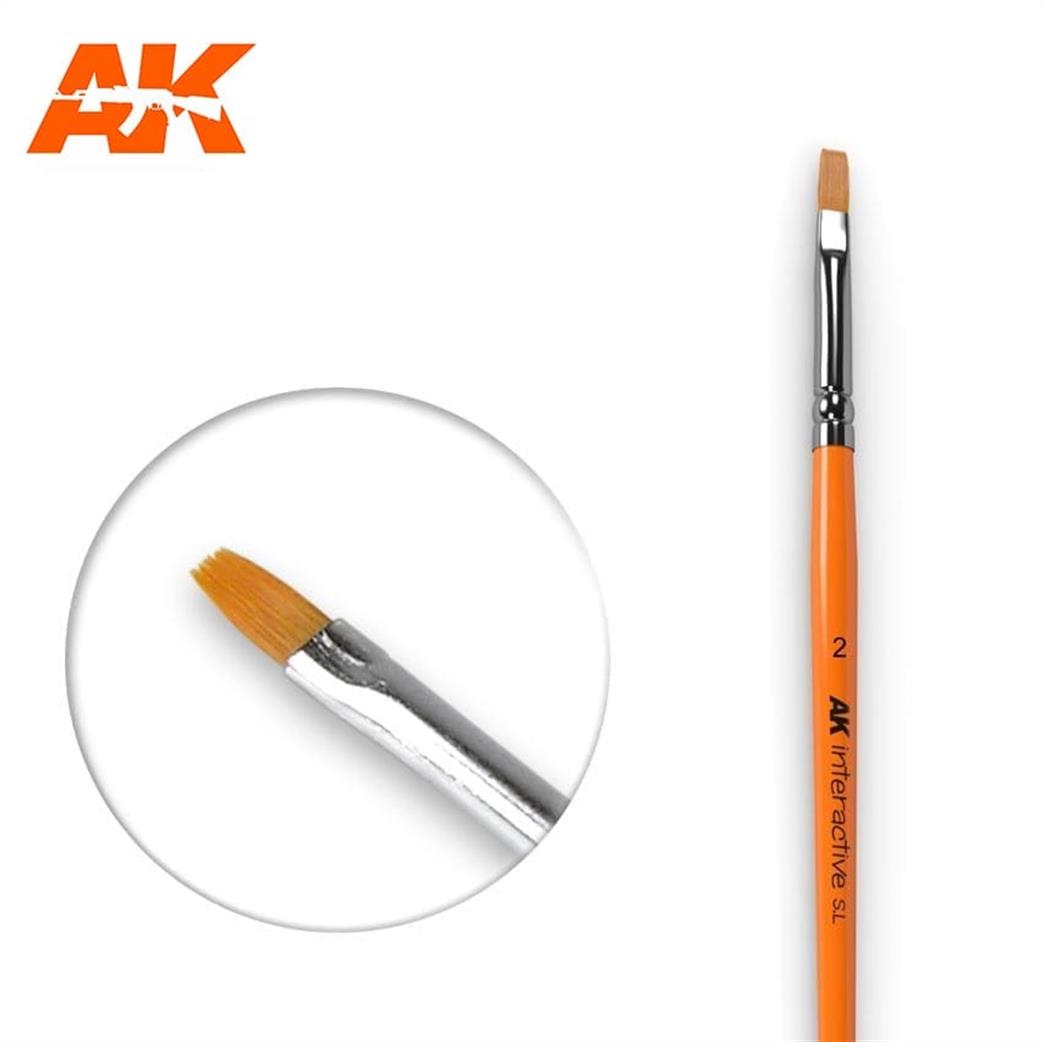 AK Interactive  AK609 Flat No 2 Paint Brush Synthetic Nylon