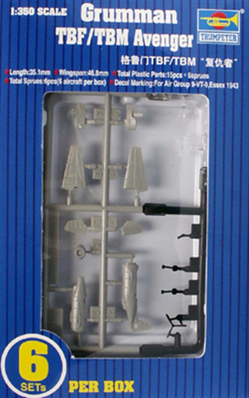Trumpeter 1/350 06212 US Navy TBF/TBM Avenger Pack of 6 WW2