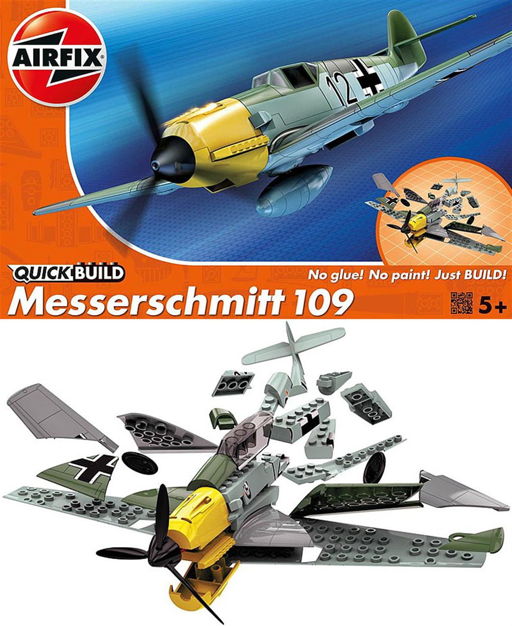 Airfix  J6001 Quickbuild Messerschmitt BF109E Clip together Block Model