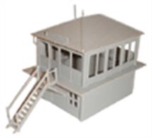 Plastic kit to build a model of a Midland/LNWR style signal box kit.