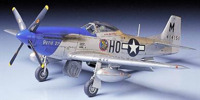 North American's Mustang was one of the most important and effective of all fighter aircraft to serve during WWII. This kit represents the definitive P-51D which was used on long range escort duties in the Pacific and Europe. Tamiya's 61040 rendition of the Mustang builds up into an impressive, highly detailed 1/48th scale replica with accurate interior and exterior detail. High quality water slide decals are included for four aircraft.