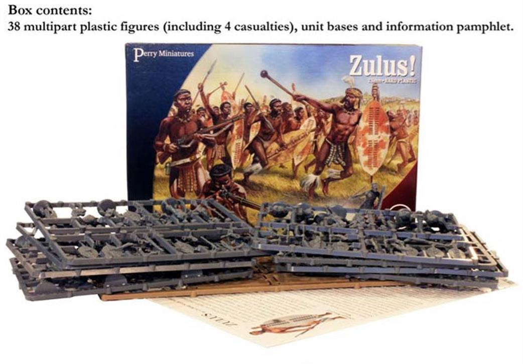 Perry Miniatures 28mm VLW40 Zulus 38 Hard Plastic Wargaming Figures To Assemble And Paint
