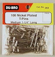 DU-Bro 253 Nickel T Pins 1.1/4" Pack Of 100