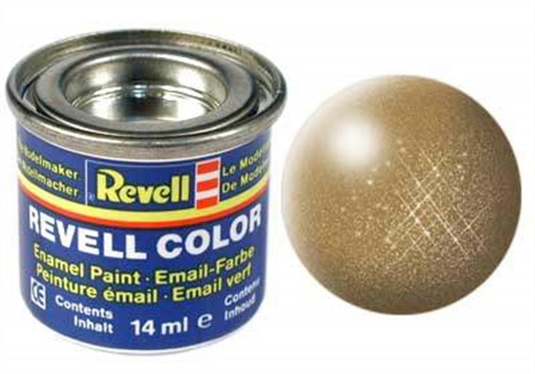 Revell  REV92 92 Metallic Brass 14ml Enamel Paint Tinlet
