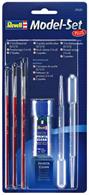 Revell Model Set Plus Paint Brush Set 29620Includes 3 Brushes size 0, 3, 5, 14ml, Brush cleaner &amp; 2 pipettes