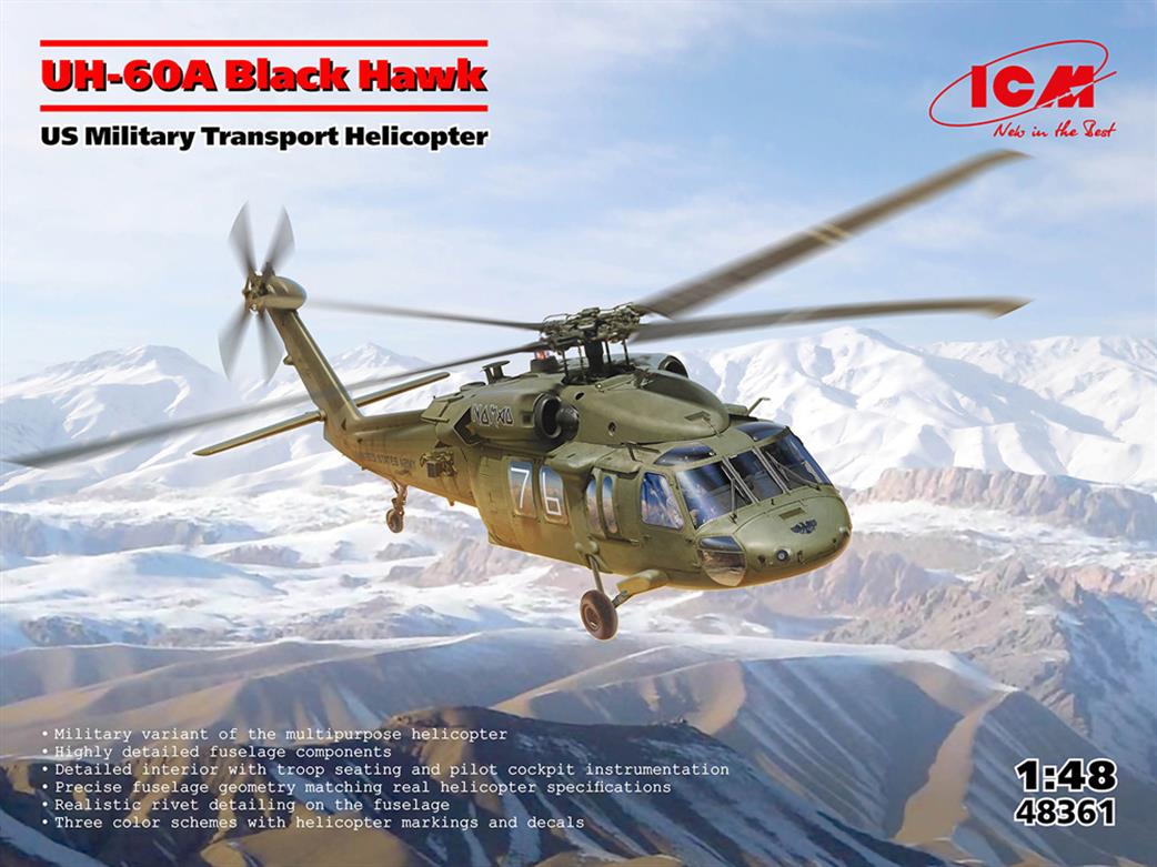 ICM 1/48 48362 UH-60A Black Hawk Helicopter Ukraine Plastic Kit