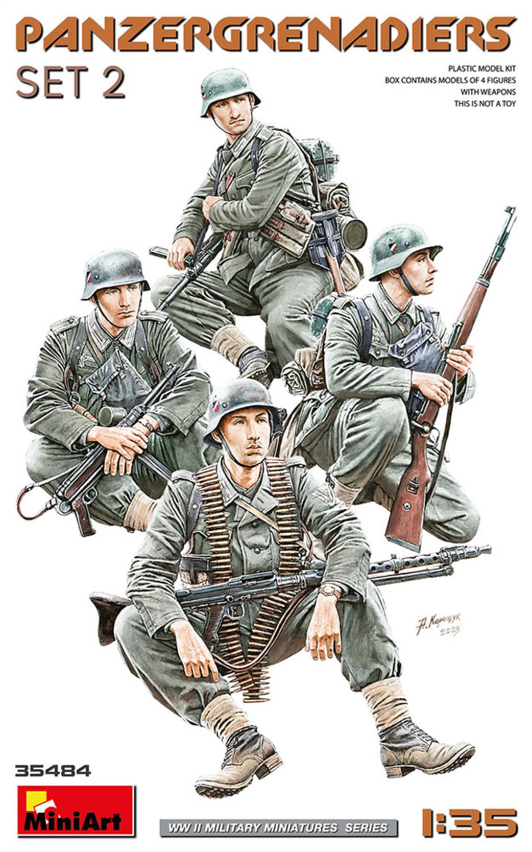 MiniArt 1/35 35484 Panzer Grenadiers Set 2 4 Ready To Assemble and Paint Figures