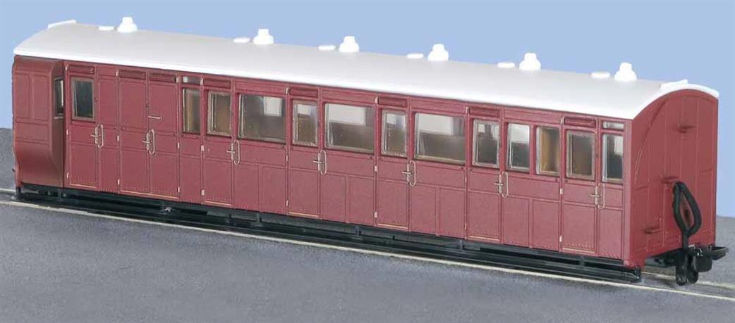 Peco OO9 GR-420U Brake Composite Coach L&B Type Indian Red Unlettered