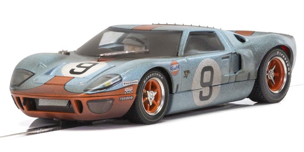 Scalextric 1/32 C4104 Ford GT40 Gulf No9 Weathered Slot car Model