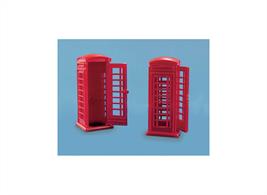 Pack contains simple 4 piece kits to make 2 Telephone Boxes