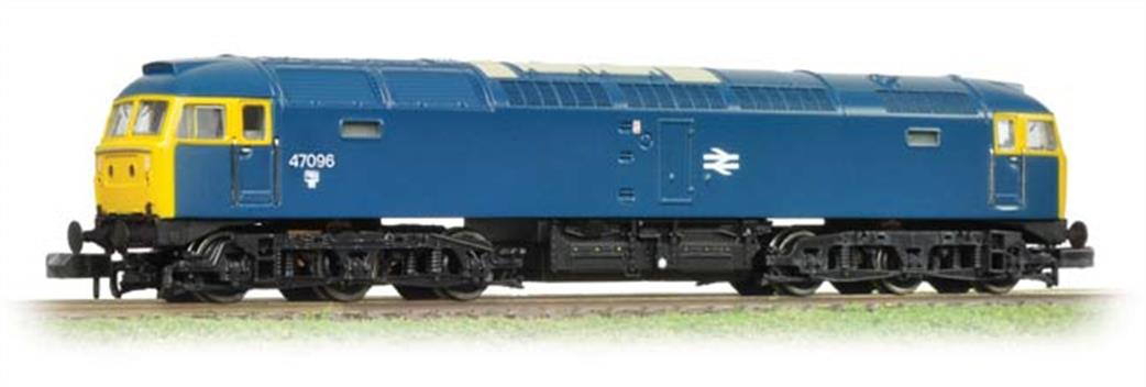 Graham Farish N 371-828B BR 47096 Class 47/0 Co-Co Diesel Locomotive Blue Full Yellow Ends