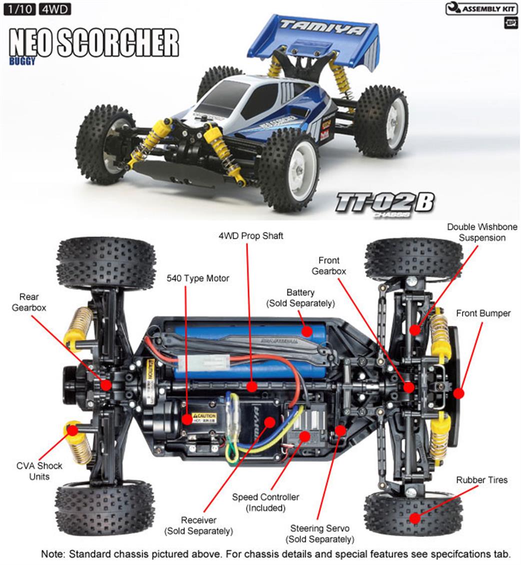Tamiya 58568 Neo Scorcher 4WD TT-02B Buggy Kit 1/10