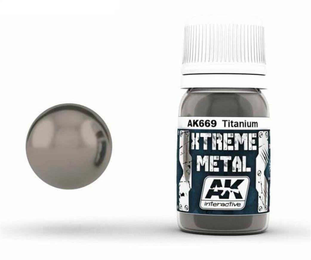 AK Interactive  AK669 Extreme Metal paint Titanium Airbrush Ready 30ml