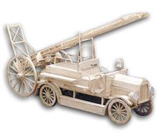 Match Builder Fire Engine Matchstick Kit MK6102A vehicle which has always had an appeal, this model was typical of the early 1900's. It had escape ladders that were manhandled and a rear centrifugal pump powered from the engine.
