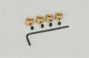 High quality brass, for retaining wheels to undercarriage and nose leg. Set of four, complete with allen screws and key. 1.5 A/F.