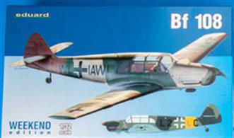 Weekend edition kit of German WWII liasion aircraft Bf 108 in 1/32 scale. plastic parts: Eduard marking options: 2 decals: Eduard
