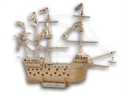 These Matchbuilder models come in all shapes and sizes. The kit contains enough of the headless matches to complete the specified model, and also the cardboard templates required for strength and pattern. Glue is also included, so there really is nothing to add, except a little patience. Suitable for all ages.Superb matchcraft model of King Henry V111'S Flag Ship which was raised off the sea bottom.Overall size of finished model406mm long x 140mm wide x 318mm high.