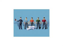 Fully painted figures to depict a permanent way team. See Modelscene 5002 Ballast Bins; Lineside Hut Kits Ratio Ref. 511 and 518, also Wills Ref. SS50.
