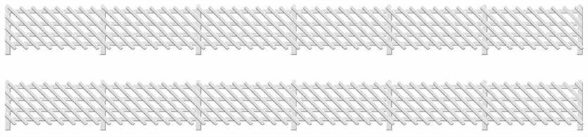 Supplied with pre-coloured parts although painting and/or weathering can add realism; glue is required to complete this model.This pack contains 680mm of classic Midland Railway diagonal style fencing fencing.
