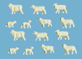 Pack contains 14 pre-coloured Sheep