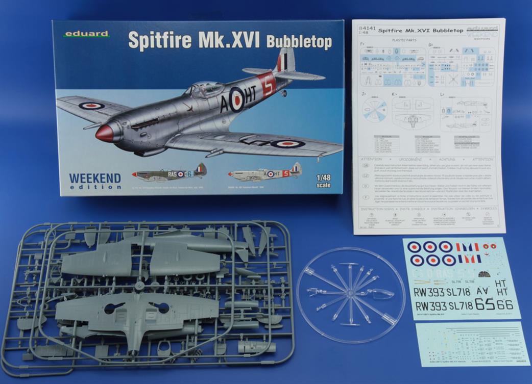 Eduard 1/48 84141 Spitfire Mk. XVI Bubbletop RAF Fighter WW2 Plastic Kit Weekend Edition
