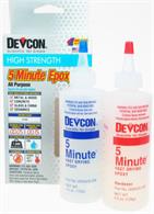 Devcon 5 minute epoxy is a rapid-curing, general-purpose adhesive/encapsulant which easily dispenses and mixes in seconds, dries in 15 minutes with full strength in 1 hour. Supplied in two large bottles, just squeeze out the required amount in the mixing tray provided, and reseal theÂ bottles with theÂ colur coded capÂ toÂ avoid cross contamination.