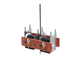 The PL10E point motor is fitted with a long point operating pin, ideal for mounting beneath baseboards.Â A small 10mm (3/8in) hole through the baseboard is required, located directly beneath the operating pin attachment location on the point. The pin will then reach through the board and locate into the operating pin attachment hole of the point. The pin can then be trimmed to length with a good side or track cutter tool. Peco strongly recommend that the PL10E be used in conjunction with a PL-9 Mounting Plate, fitted directly to the base board underneath the point. Operation is from a passing contact switch or probe and stud system to give a pulse from the 16v AC outlet found on most transformers (2 amps required). If this isn't available an uncontrolled 12v DC supply may suffice. A constant current would burn out the motor.