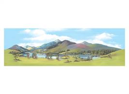 Mountain lake background scene.Large size, 737mm x 228mm (29in x 9in)