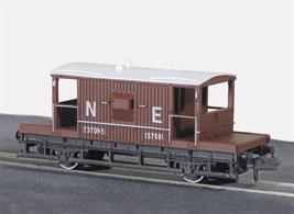 LNER long wheelbase goods train brake van painted in bauxite brown livery.The LNER introduced this design of goods train guard brake van in the late 1930s, the longer chassis wheelbase giving a much smoother ride than the previous shorter designs. The cabin length remained the same, being perfectly adequate for its' single passenger and for stowing the equipment required to be carried with the train. This design was adopted for the standard British Railways goods train brake vans built in the 1950s. Railway companies all had a stock of their own vehicles for carrying goods and merchandise around their network, and also onto other companies' routes as and when required. These were integrated into British Railways at Nationalisation; some of them to be once more re liveried under sectorisation as the network was prepared to be returned to private ownership. All Peco wagons feature free running wheels in pin point axles. The ELC coupling, whilst compatible with the standard N gauge couplings, keeps a realistic distance between the vehicles and enables the PL-25 electro magnetic decoupler to be used for remote uncoupling.