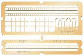 Pack contains 3 x 63mm lengths of etched brass laddering and includes safety cages and fixings.
