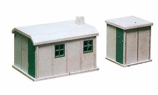The Southern Railway produced pre-cast concrete huts after WW2 to replace wooden huts in many locations; these were used by platelayers to store tools and for shelter. Glue and paints required to complete model.Kit includes parts for 2 huts: Larger Hut 23mm x 17mm, Smaller Hut 13mm Square