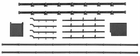 If you are a scratchbuilder or want to modify one of our N Gauge kits, this is range for you. Ratio's Builder range has been extended here to include all accessory packs from the Trackside range that you can use to this end. An essential item on any property, this pack of Gutters, Soffits and Downpipes will provide drainage for up to 4 Terraced house fronts.