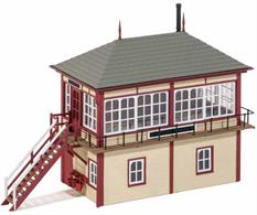This kit is modelled on the Midland Railway standard 4d box with characteristic hipped roof, and is based on the prototype at Swadlincote Junction, Leics. This timeless design lasted right up to the demise of mechanical signalling. The Ratio Signal Box Interior kit 553 will provide a wealth of interior detail. Supplied with pre-coloured parts although painting and/or weathering can add realism (See the Pecoscene Weathering Powder range PS-360 - 365); glue is required to complete this model. Footprint 130mm x 50mm.