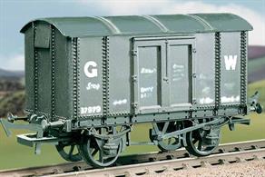 Plastic model kit building a GWR iron mink ventilated van. These robust iron and steel bodied wagons built in the 1900s lasted well into British Railways era. This kit has been produced under the Ration banner for many years and has now been merged into the Parkside range.