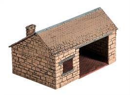 A building to complement the SSAM101 Blacksmith Set. Supplied with pre-coloured parts although painting and/or weathering can add realism; glue is required to complete this model. Footprint: 84mm x 55mm.