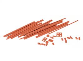 Scratch and Kit builders accessory pack. This kit contains:  • 24 Tall chimney pots • 24 Short chimney pots • 2 Large chimney stack cappings (Takes 4 pots) • 2 Small chimney stack cappings (Takes 2 pots) • 8 x 80mm lengths of round roof ridges • 8 x 80mm lengths of angled roof ridges • 8 x 80mm lengths of chimney stack trim • 16 x 80mm lengths of guttering • 8 x 80mm lengths of small down pipes • 8 x 80mm lengths of large down pipes • 4 x 80mm lengths of barge board strips • 2 x 80mm lengths of window sill strips • 8 down pipe hoppers • 8 wall tie plates • 4 soot/drainage manhole covers