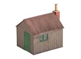 The platelayers who maintained the track used huts like these for storing tools, shelter - and, of course, for somewhere to make a brew! Supplied with pre-coloured parts although painting and/or weathering can add realism; glue is required to complete this model.Footprint 58mm x 44mm.