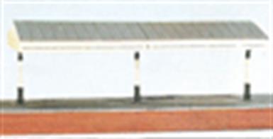 This 180mm long and 60mm wide Canopy is designed for use with the SS61 Platform sections and SS78 Island Platform building, but can be used with any suitable platform system. Supplied with pre-coloured parts although painting and/or weathering can add realism; glue is required to complete this model.