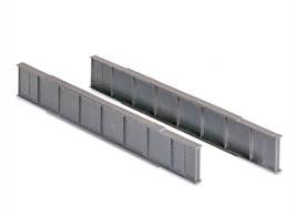 This Plate Girder Bridge kit can be made up to suit the length of span required, and is therefore particularly useful where roads/ railways cross at an angle other than 90 degrees or where a long bridge is required.Maximum girder length 352mm.Supplied with pre-coloured parts although painting and/or weathering can add realism; glue is required to complete this model.