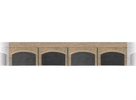 Often seen with business premises in them, these Stone Retaining Arches measure 494mm long x 90mm high. Supplied with pre-coloured parts although painting and/or weathering can add realism; glue is required to complete this model.