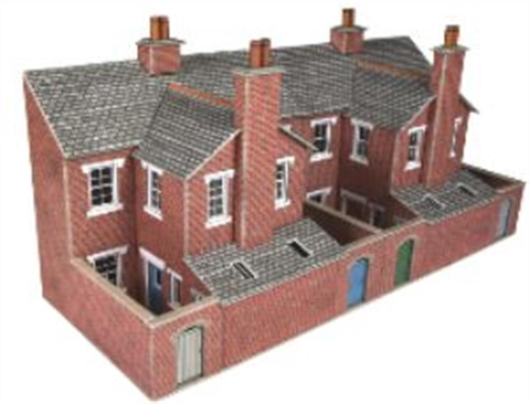 Metcalfe OO PO276 Low Relief Terraced House Backs Brick