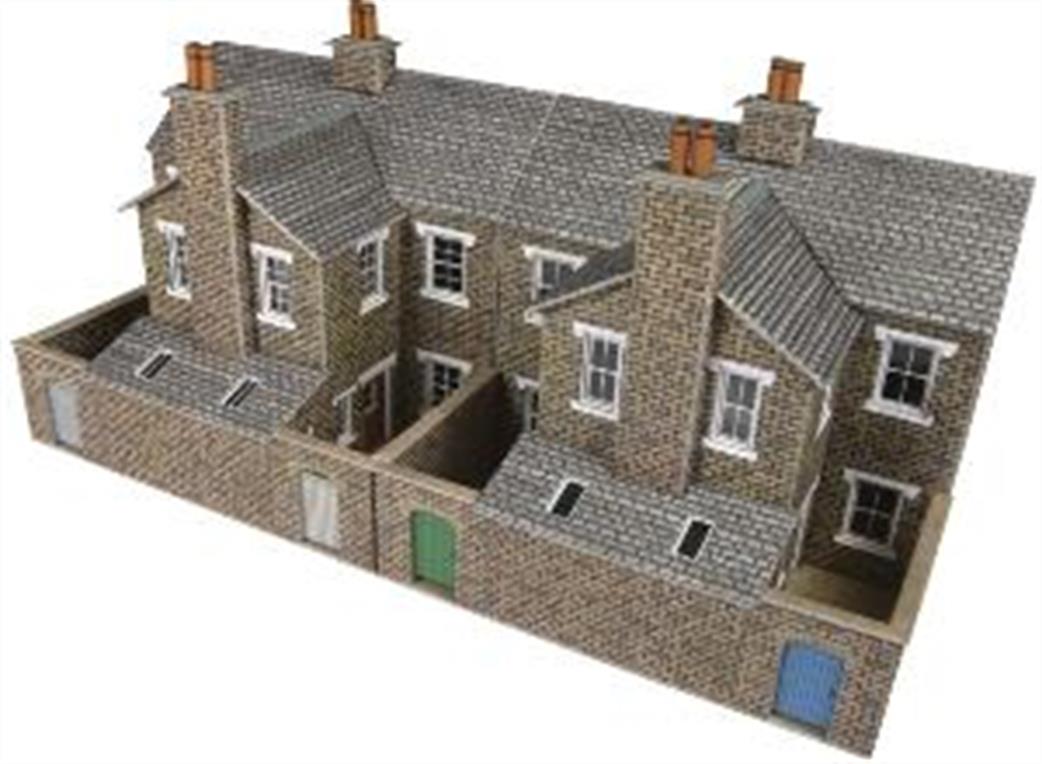 Metcalfe PO277 Low Relief Stone Terraced House Backs Card Kit OO