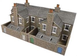 Metcalfe OO Low Relief Terraced House Backs Stone PO277Complete with back yards and a variety of extensions.
