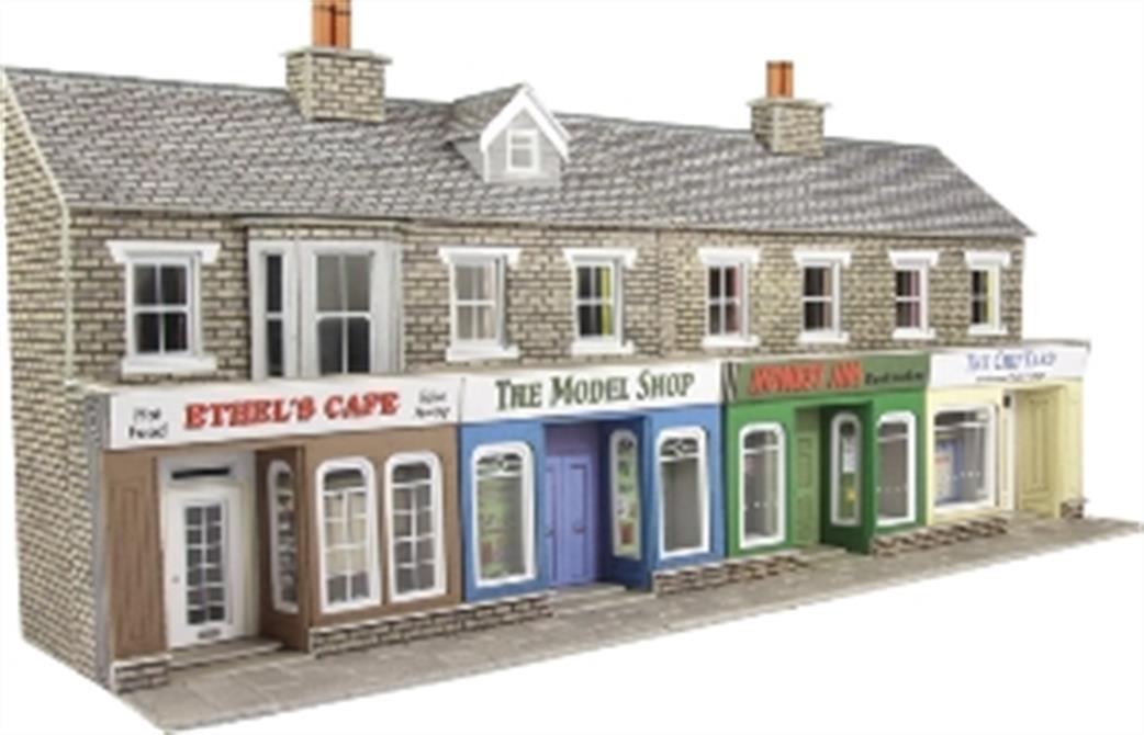 Metcalfe OO PO273 Stone Low Relief Terraced Shops card Construction Kit